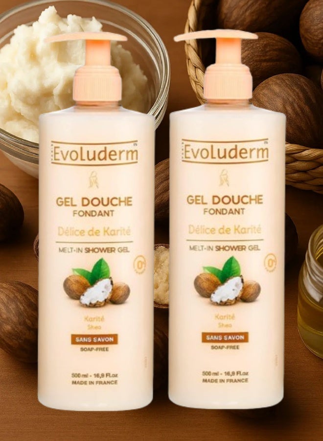 Evoluderm 2 Pieces Evoluderm Delight Shea butter Shower Gel 500ML - Image 1